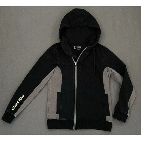Polaris Jacket Womens Medium Black Gray Full Zip Hoodie Sweatshirt Long Sleeve - Picture 3 of 12